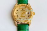Swiss Replica Rolex Day-Date Diamonds Watch Roman Numerals Dial Yellow Gold Case 41MM